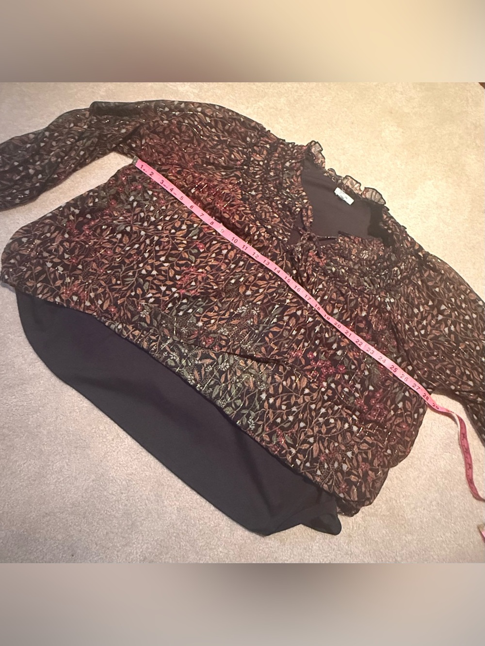 MAURICES Floral Peasant Tie-Neck ruffle Top 2X - Picture 6 of 8